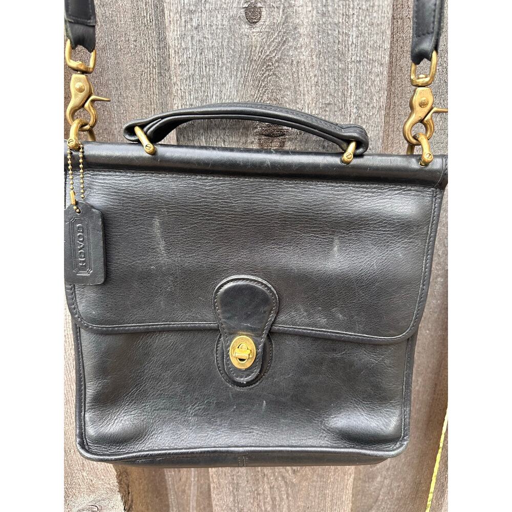 Vintage Coach Willis 9927 Black Leather Crossbody Satchel Bag Fair Condition - Picture 3 of 10